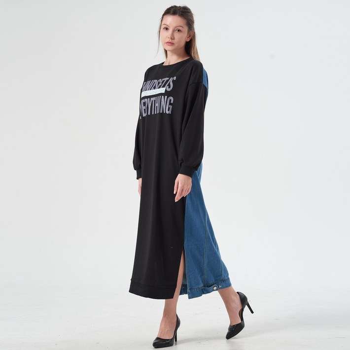 여성 맨투맨 루즈핏 롱원피스 3color