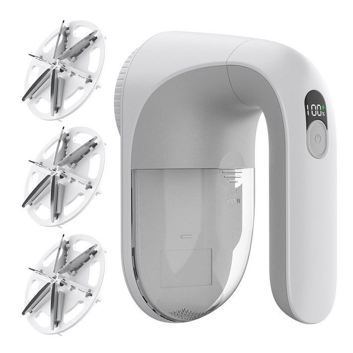 SmartGo 프리미엄 보풀제거기 휴대용 충전식 6중날 대용량 세탁소용 강력한 보풀제거기, 화이트