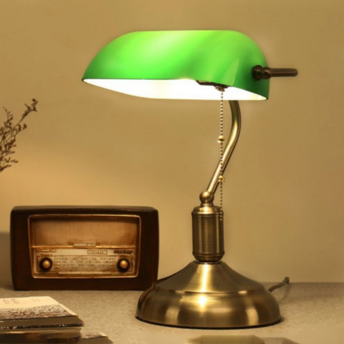 엔틱 빈티지 레트로 조명 초록색 책상 독서등 뱅커 뱅크 스탠드 뱅커스 램프 라이트