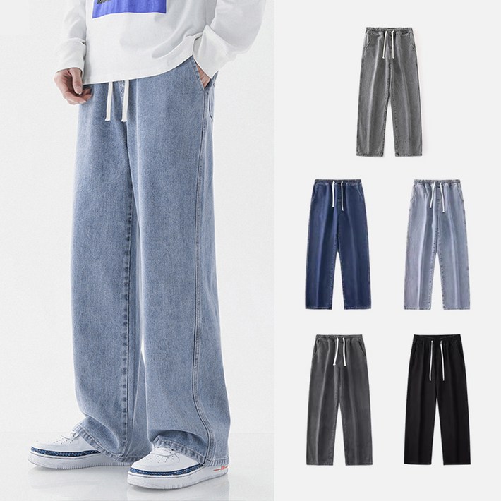 스토리원 JGSSBM021 남성 노멀워싱 밴딩 데님 청바지