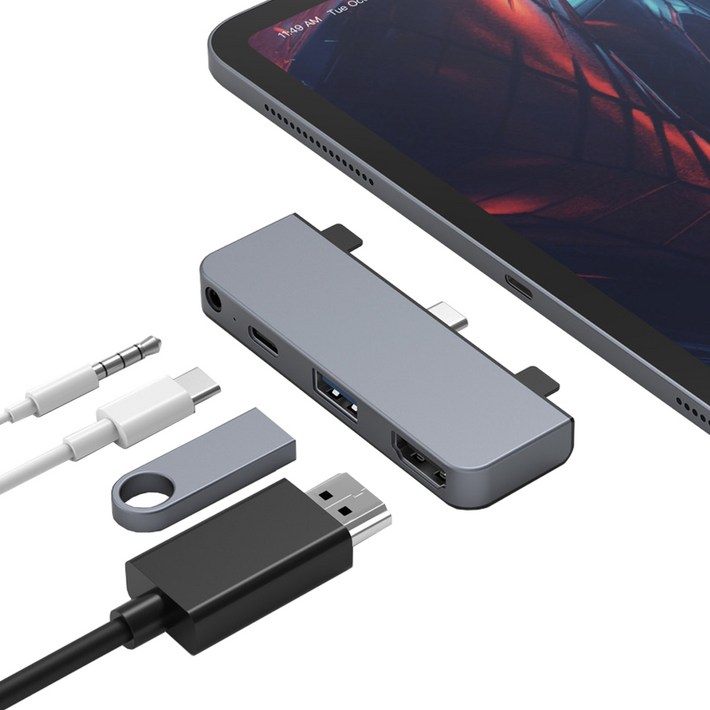 하이퍼 드라이브 HD319EGY 4 IN 1 USBC 허브 iPad Pro Air, 그레이, 1개 하이퍼 드라이브 HD319EGY 4 IN 1 USBC 허브 iPad Pro Air, 그레이, 1개