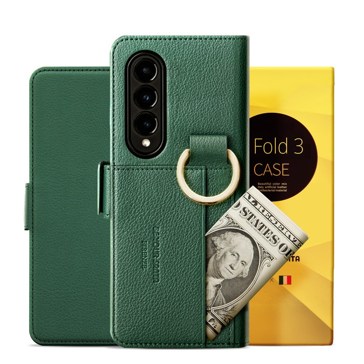 비유어산타 전자파 차단 이태리 원단 Z폴드3 , Z폴드4 핑거그립 카드수납형 케이스 피렌체