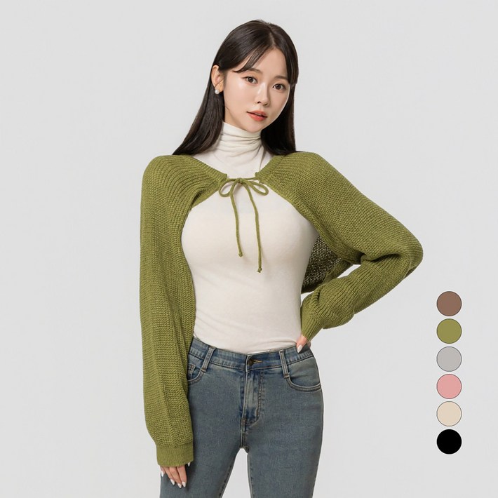 라라콩 여성용 간절기 크롭 볼레로 가디건