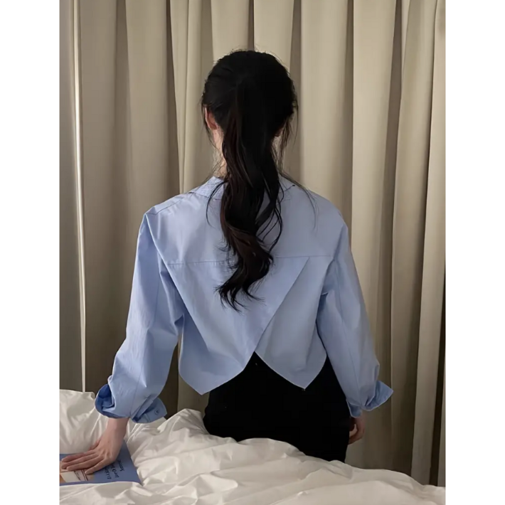 힙 캐주얼 여성 루즈핏 데일리 크롭 긴팔 셔츠 블라우 힙 캐주얼 여성 루즈핏 데일리 크롭 긴팔 셔츠 블라우