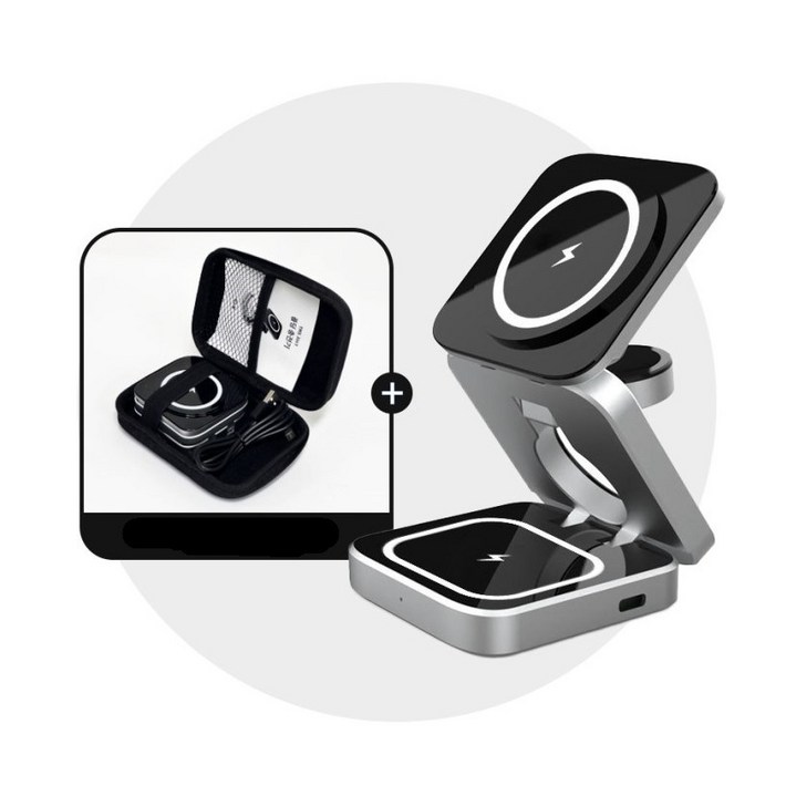 맥세이프 3in1 올인원 폴딩 무선 충전거치대휴대용 파우치