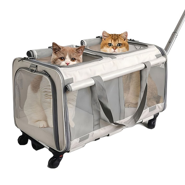 반려동물 이동식 캐리어 2단공간 확장가능 우아지오, 1개, 베이지