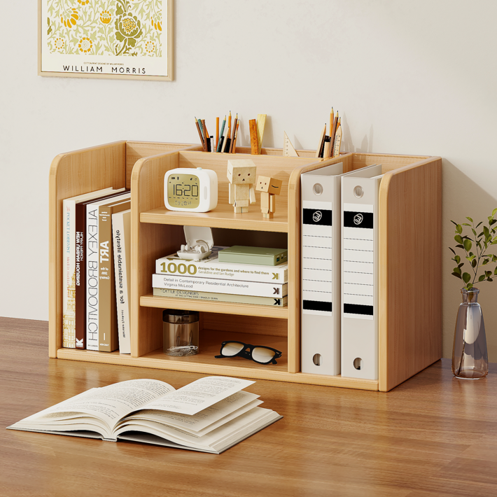 스피드박스 2단식 탁상용 책꽃이 수납장 책장 문구 수납 선반 602434cm, 2단, 원목색