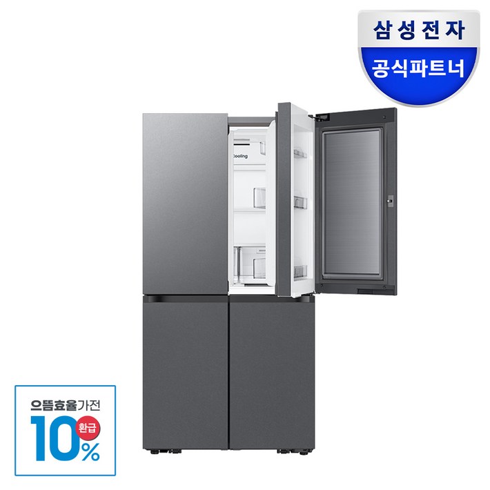 으뜸효율 삼성전자 비스포크 냉장고 4도어 902L RM70F90M1DD 1등급 AI절약 다크메탈 푸드쇼케이스, RM70F90M1DD