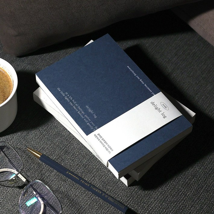 2026 딜라이트로그 기본 와이드 날짜형 먼슬리 위클리 26년 다이어리플래너 무지 직장인 업무용 다꾸 일기장 핸디, 와이드  파도 너머 깃든 별 navy