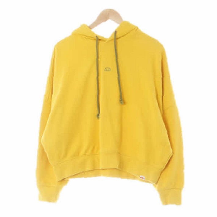 엘레쎄 0665 ellesse 겨자색 면혼방 가오리핏크롭후드티 90