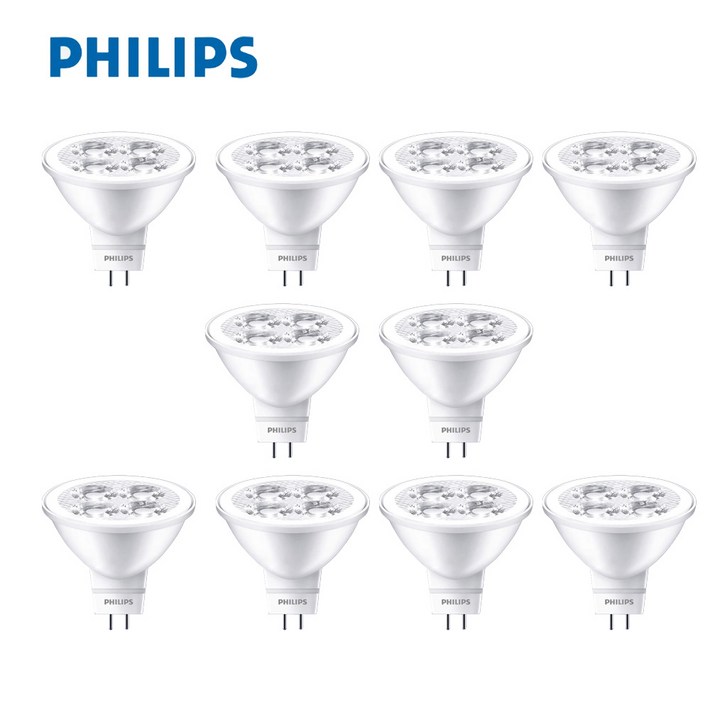필립스 MR16 5W LED 에센셜 할로겐 램프, 전구색, 10개 필립스 MR16 5W LED 에센셜 할로겐 램프, 전구색, 10개