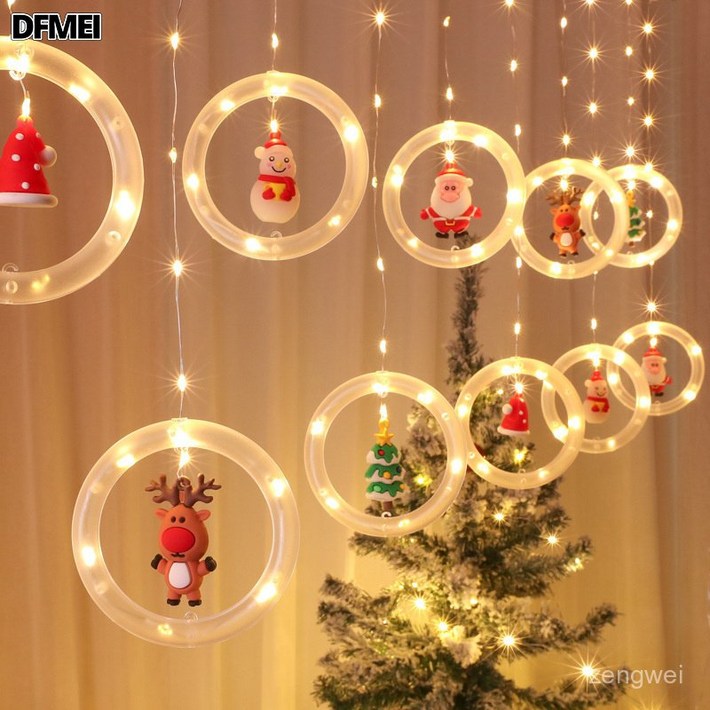 LED 크리스마스 커튼등 산타캐릭터룸 쇼윈도 장식 랜턴