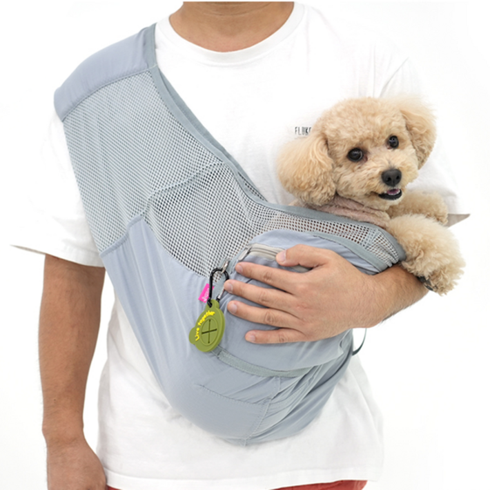 앞파우치 패리스독 시원한 쿨매쉬 강아지 슬링백 워머 핸즈프리 앞가방 제라미펫, 1개