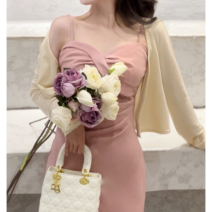 슬립 드레스 여성용 봄 디자인 감각 부드러운 분할 롱 스커트 얇은 살 커버