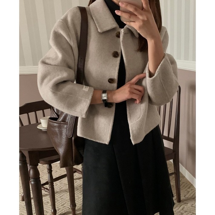 [울70] 그레인 숏 핸드메이드 울 코트 3color