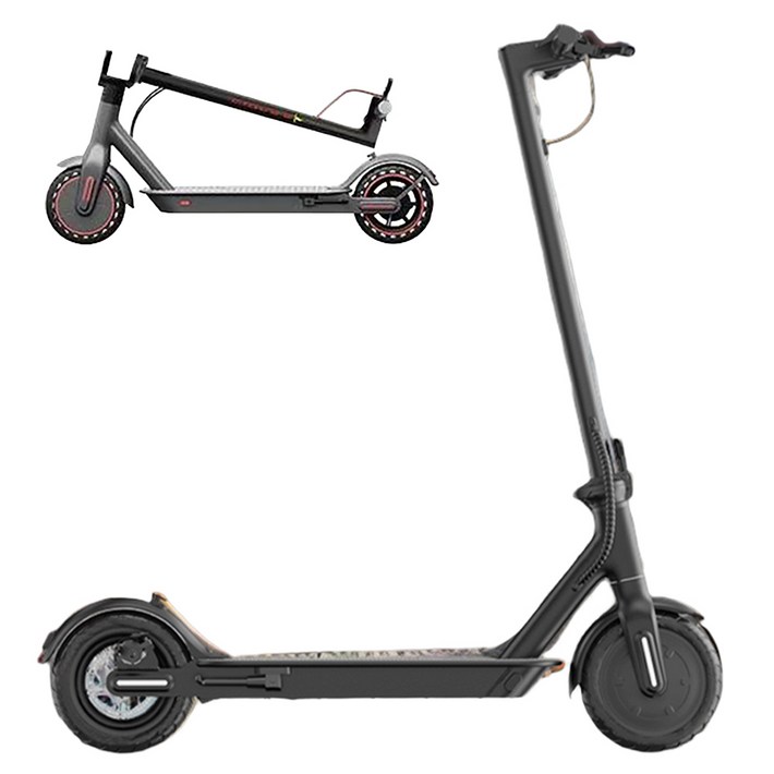 접이식 전동 퀵보드 폴딩 휴대 듀얼 브레이크 성인 킥보드 롱보드 두발 LED 배달, 블랙, 1개