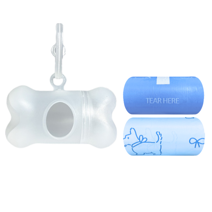 곰돌이상회 향기나는 튼튼 대용량 강아지 그림 생분해 배변봉투 + 배변봉투케이스 세트