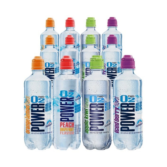 안녕골목마켓 파워오투500ml4종세트 오렌지레몬3복숭아자몽3아이스베리3애플키위3, 1세트, 6000ml