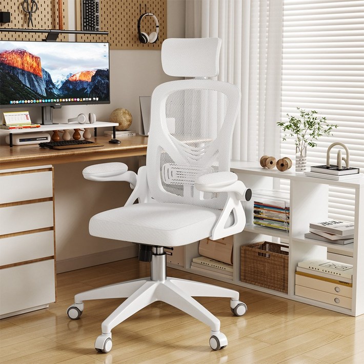 키루에 의자 사무용의자 컴퓨터의자 책상의자 공부의자 인체공학 메쉬 의자 사무실 회의실 독서실, 화이트