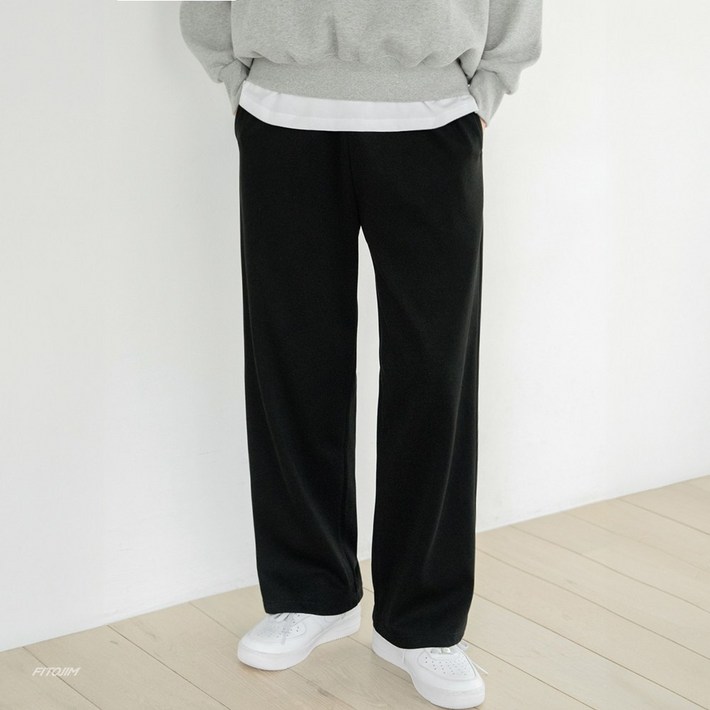 FITOJIM 남자 스웨트 면 세미와이드 트레이닝 밴딩 팬츠 츄리닝 바지