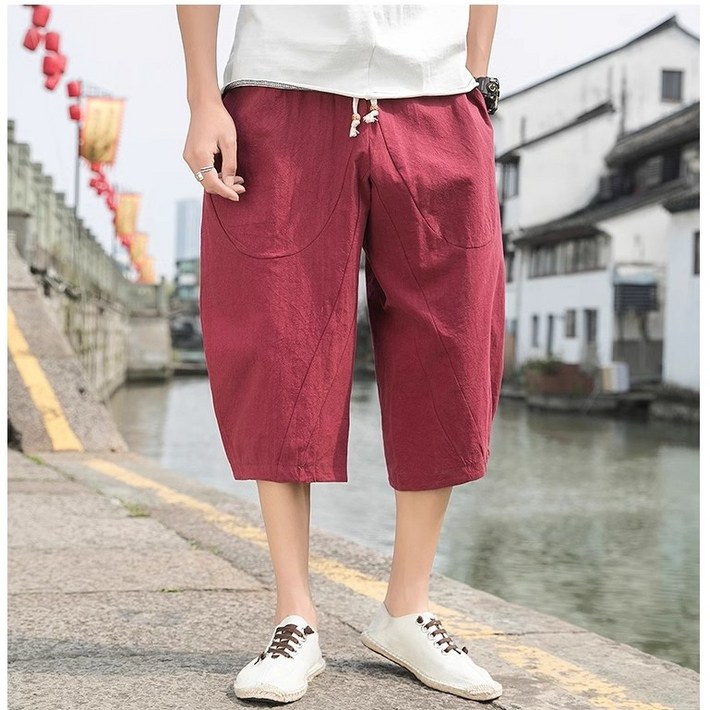 와이드 7부 반바지 여름 칠부 팬츠