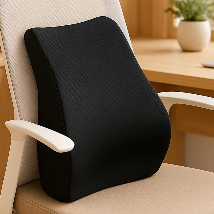 노블민트 바른자세 의자 쿠션 허리 등받이 사무실 메모리폼, 블랙