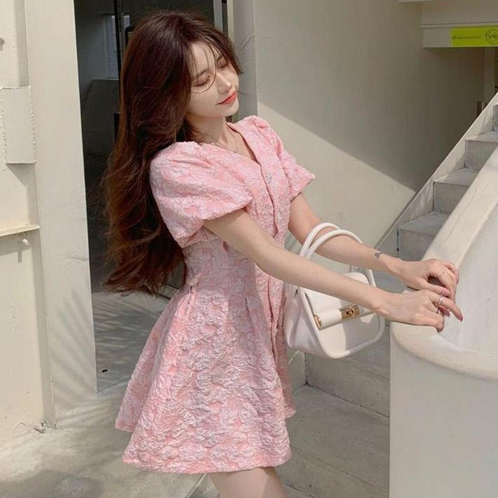 데일리 하객룩 결혼식 데이트룩 원피스 상견례 여성 여름 반팔 트위드 피로연 여자