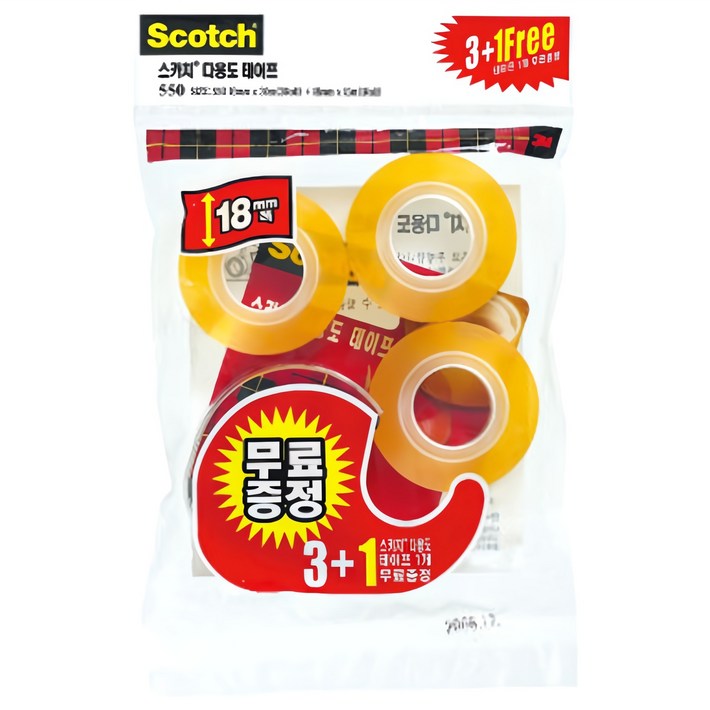 스카치 다용도 셀로판 테이프 디스펜서  리필 4롤 18mm