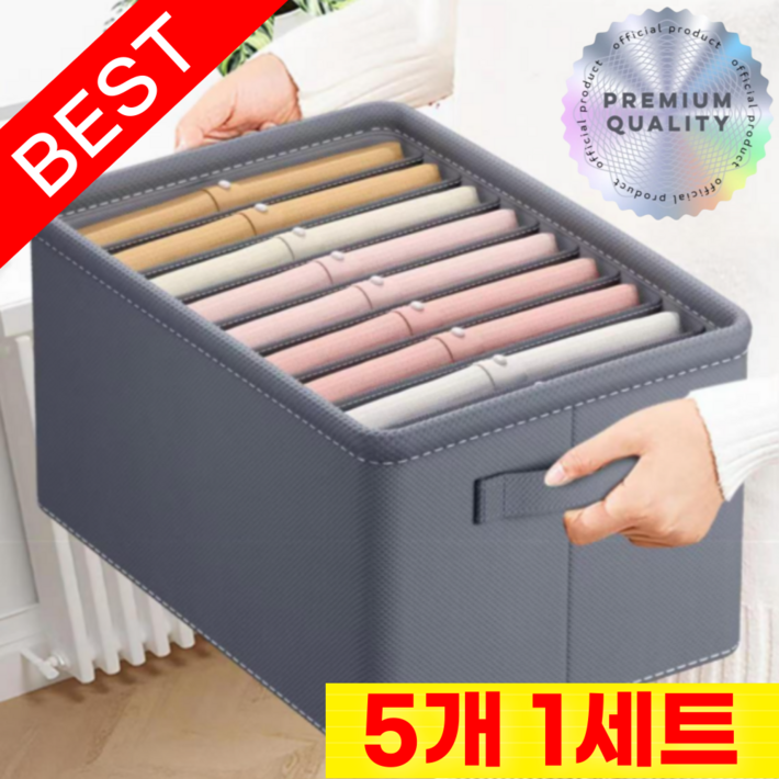 라이프앤컴 칸막이 옷 수납 정리함, 5개, 그레이 9칸