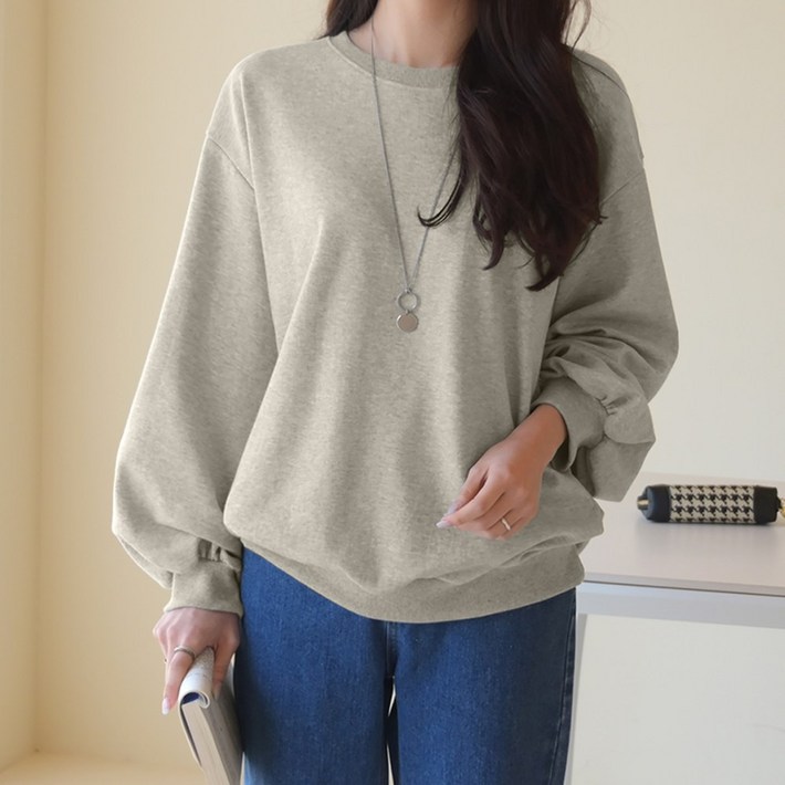 데일리앤 체르니 8컬러 데일리 무지 루즈핏 퍼프 소매 여성 맨투맨 티셔츠 봄 가을