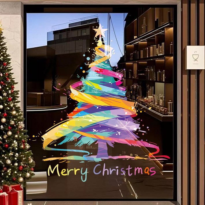 산뜻하니 창문트리 정전기 크리스마스 창문 스티커 세트