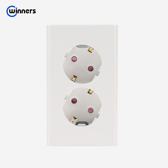위너스 둥근형 노출 2구 콘센트 접지형 KS 국산제품 220V