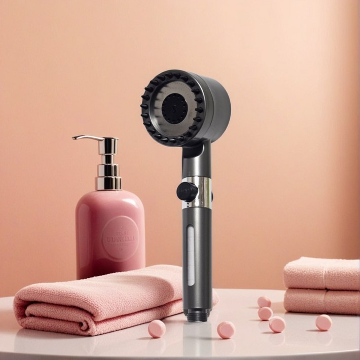 플루비엘 수압상승 3단 필터 샤워기 헤드, 그레이, 2개 플루비엘 수압상승 3단 필터 샤워기 헤드, 그레이, 2개