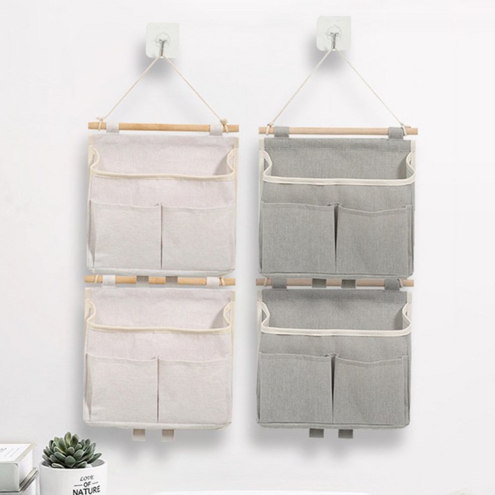 CUBBYCASE 연결 가능한 벽걸이 수납가방 문뒤 수납 벽면 걸이형 정리함 침대옆 다용도 포켓 수납함 학생 기숙사 침실용, 2개, 화이트