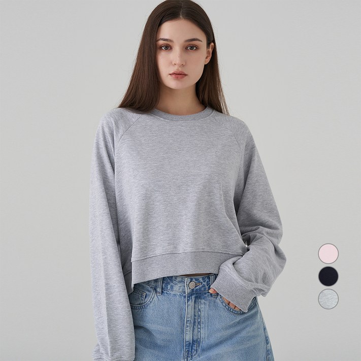 ELLE PARIS 라글란 세미 크롭 스웻셔츠 ELLE PARIS 라글란 세미 크롭 스웻셔츠