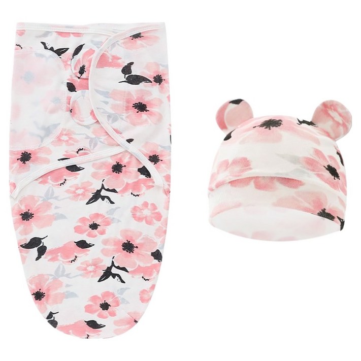 스타빈 유아용 입체귀 벨크로 속싸개  모자 세트 One size