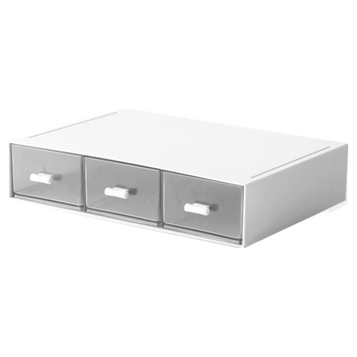 디오셀 탁장용 멀티 미니수납함 3구, 화이트  투명, 1개