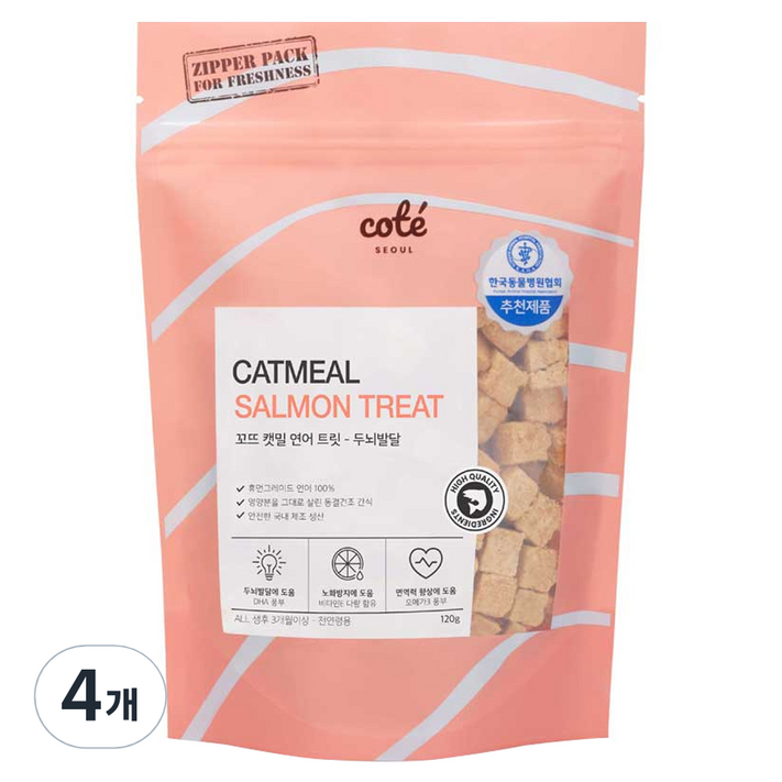 꼬뜨 캣밀 고양이 동결건조간식, 연어, 4개 꼬뜨 캣밀 고양이 동결건조간식, 연어, 4개
