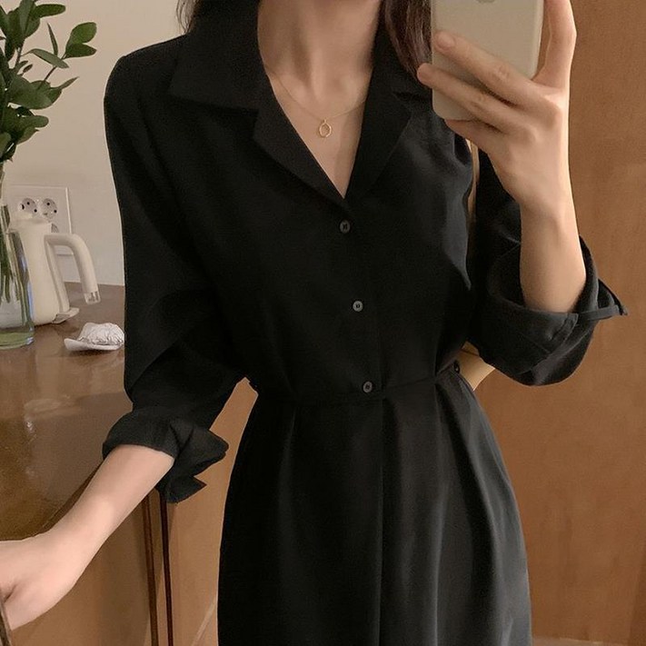피어니스트 허리끈 카라넥 A라인 롱원피스 피어니스트 허리끈 카라넥 A라인 롱원피스
