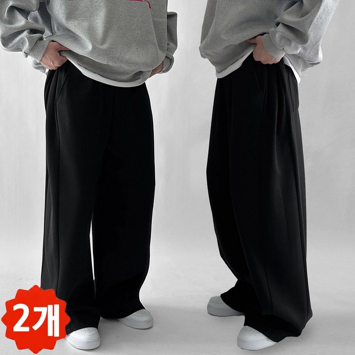 기획상품,11 두장묶음 빠델 사이드핀턱 벌룬 와이드 트레이닝 스웻 커브드 팬츠 회색 트레이닝팬츠