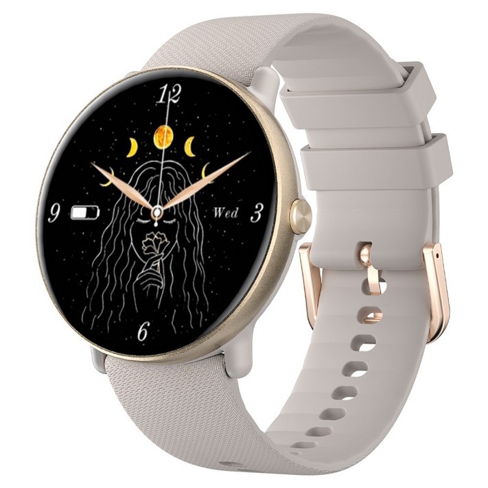 WAPIK 블루투스 통화가능 스마트워치 Y6 1.43인치 AMOLED 대화면 한글판, GPS  블루투스, 3.6cm, 골드