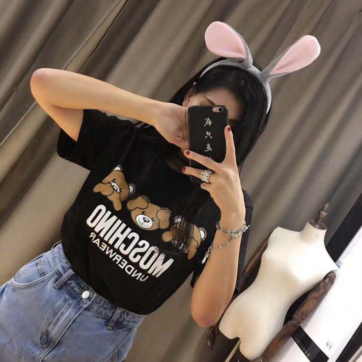 라운드넥반팔티 여름옷 모스키노 티셔츠 세마리 곰돌이 순면 코튼 MOSCHINO 남성 커플룩 트렌드 NIC 3446737050