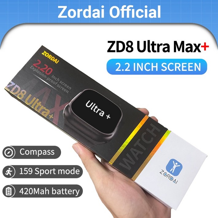 Zordai ZD8 울트라 맥스 플러스 남녀공용 스마트 워치 블루투스 통화 NFC 나침반 AI 음성 심박수 스포츠 스마트워치 222 인치 화면 Zordai ZD8 울트라 맥스 플러스 남녀공용 스마트 워치 블루투스 통화 NFC 나침반 AI 음성 심박수 스포츠 스마트워치 222 인치 화면