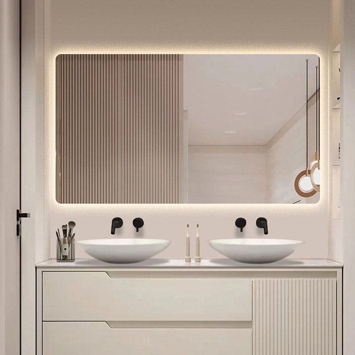 LED 간접조명 사각형 거울 욕실 화장대 인테리어 아이보리색 직렬형 4000k