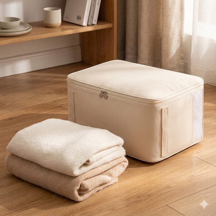 이불 압축팩 옷 압축 파우치 대용량 패브릭 수납함