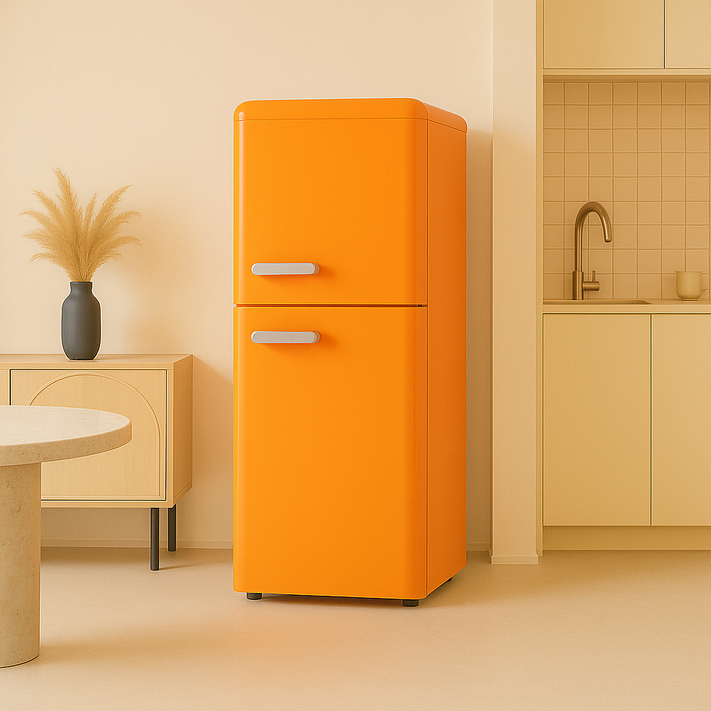 프리즈쿨 레트로 감성 미니 냉장고 원룸 가정용 사무실, 165L, 비비드오렌지