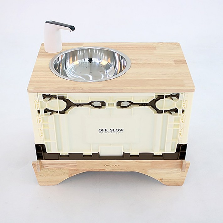 오프슬로우 캠핑용 간이세면대 이동식싱크대 캠핑세면대 개수대 원목 상판 오픈도어 폴딩박스