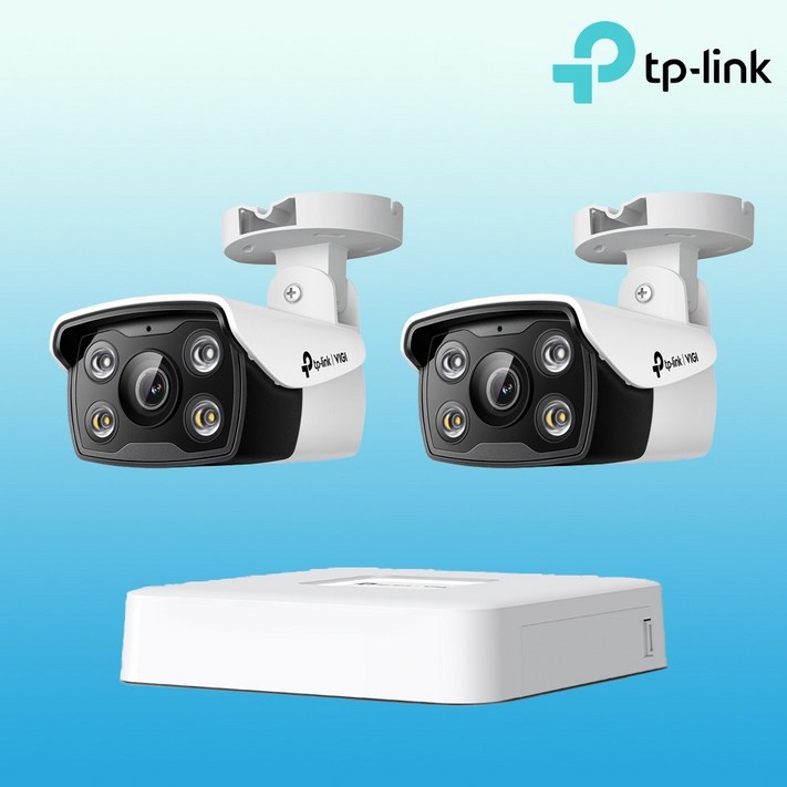 티피링크  CCTV 2대 자가설치 세트 CCTV VIGI C3502개  VIGI NVR1104H4P 4채널 PoE 녹화기