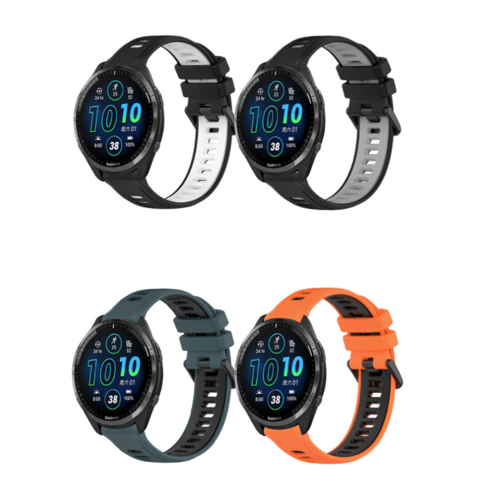 가민 포러너 스포츠 실리콘 스트랩 투톤 버클 밴드 965945935 22mm, 블랙화이트