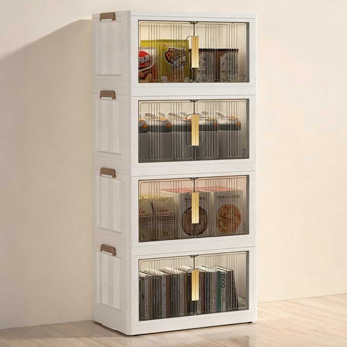 이동식 접이식 다용도 양문 수납장 대용량 정리함 거실 부엌 침실 리빙박스 폴딩박스